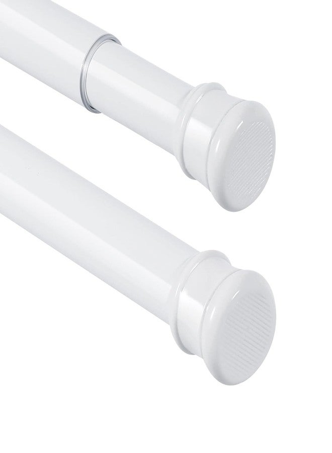 Ginbel Direct 2 Pack Shower Curtain Rod 28-48 Inch, 1"Diameter Spring Small Adjustable Tension Curtain Rods for Bathroom Windows Closet No Drilling No Rust, White - Image 1